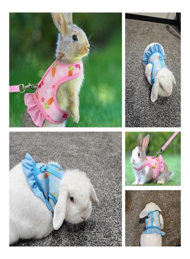 cyhaen Rabbit Harness and Leash Set,Proof Walking Escape Cute Floral Mesh Vest Breathable Rabbit Costumes for Bunny, Hiking, Training for Ferret Kitten Puppy Small Animals Pink S - Image 3